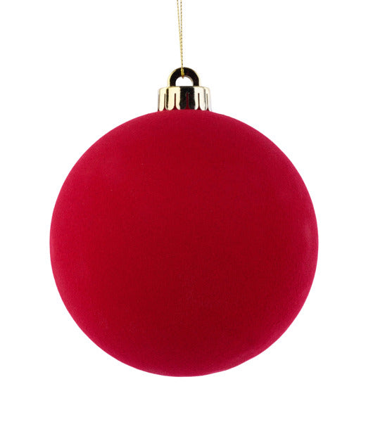 5 Inch Red Smooth Flocked Ball Ornament