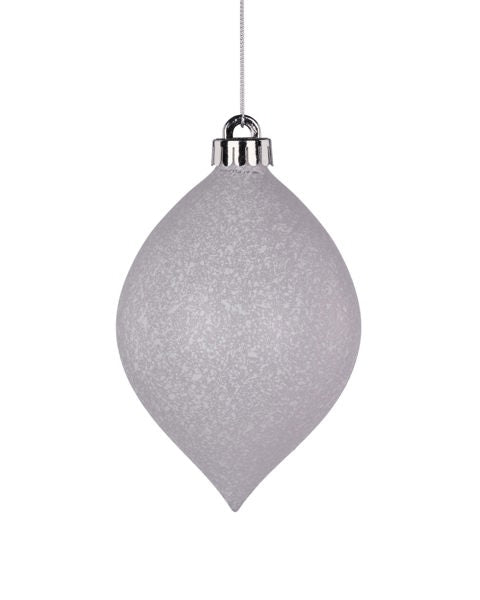 6 Inch Speckle White Teardrop Ornament