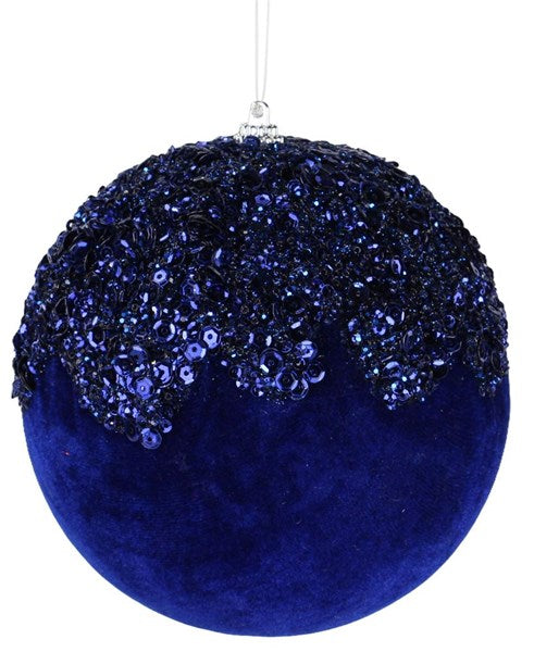 4.75 Inch Velvet Sequin Dripped Ornament Ball