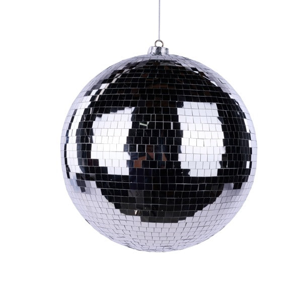 10 Inch Shiny Silver Mirror Ball Ornament