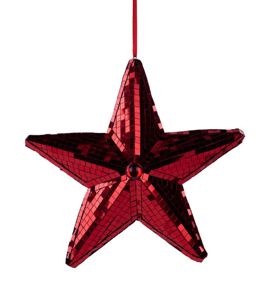 6.5 Inch Red Mirror Star Ornament