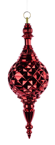18 Inch Red Diamond Check Finial Ornament