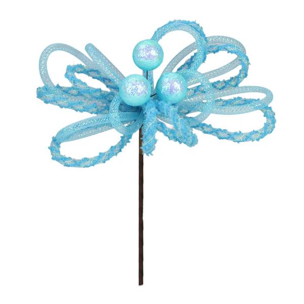 12 Inch Turquoise Snowdrift Tinsel Glitter Ball Pick