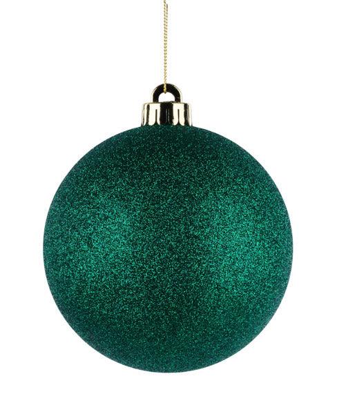 6 Inch Hunter Green Glittered Ornament Ball