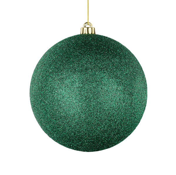 8 Inch Hunter Green Glittered Ball Ornament