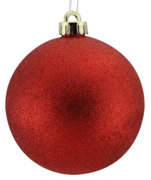 3.5 Glitter Ball Ornament - Red - Decorator's Warehouse