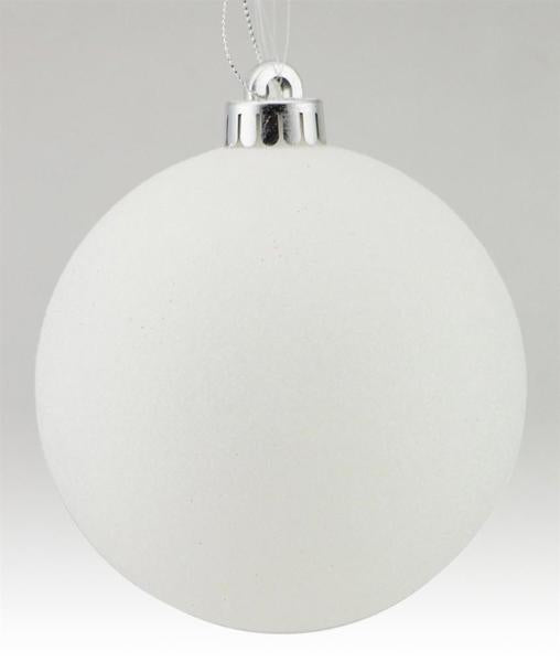 5 Inch White Glitter Ornament Ball