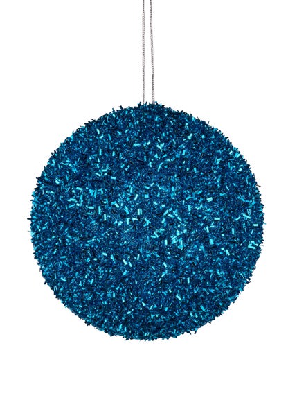 5 Inch Turquoise Foil Glitter Ornament Ball