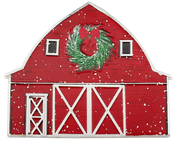 12 Inch Metal Red Winter Barn Sign