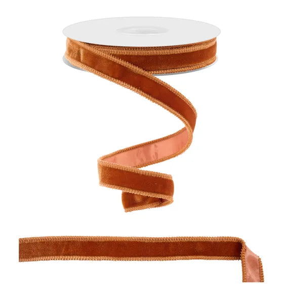 7/8 Inch By 10 Yard Burnt Sienna Deluxe Velvet With Satin Backing Ribbon