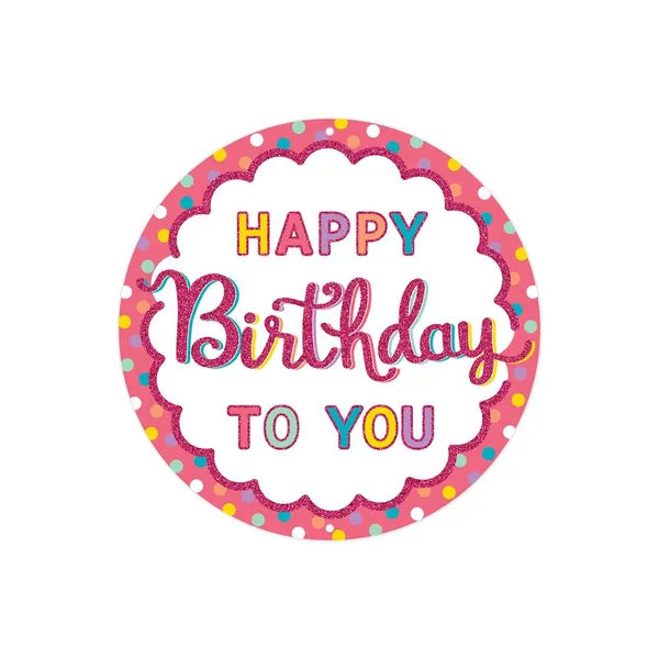 8 Inch Metal Glitter Happy Birthday Sign