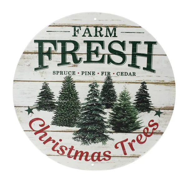 12 Inch Farm Fresh Christmas Trees Metal Sign