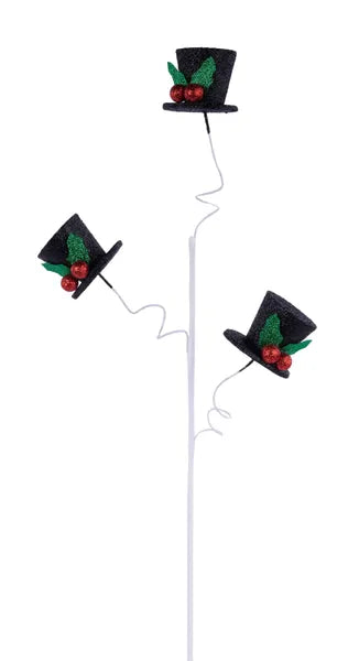 22 Inch Glitter Fabric Top Hat Spray