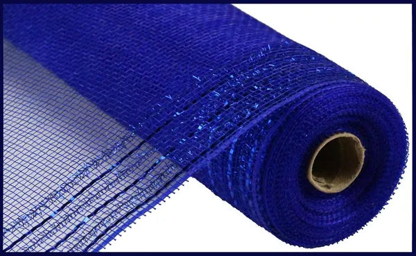 10.25 Inch By 10 Yard Royal Blue Tinsel And Foil Wide Border Mesh