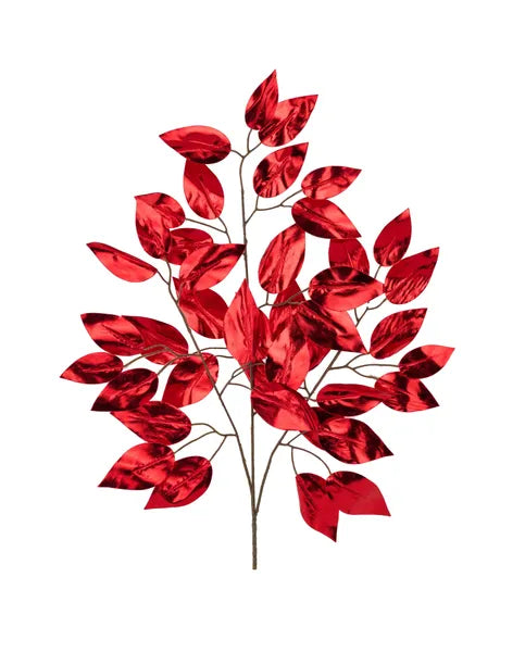 23 Inch Red Metallic Ficus Spray