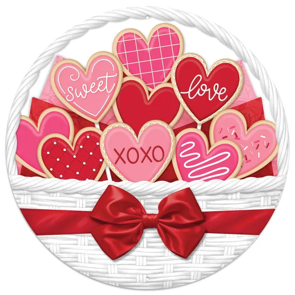 12 Inch Basket With Valentine Cookies Metal Sign