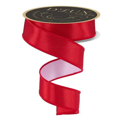 1.5 Inch By 10 Yard Red With White Backing Satin Fused Ribbon
