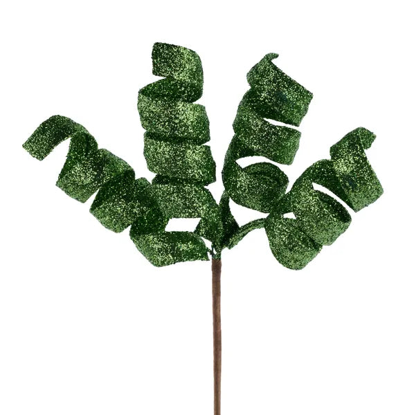 11 Inch Lime Green Glitter Curly Pick