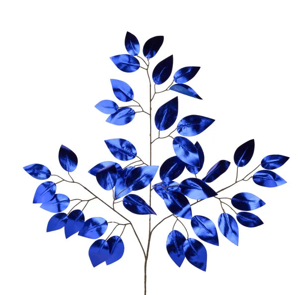 23 Inch Royal Blue Metallic Ficus Spray