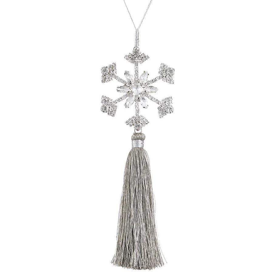 8 Inch Jewel Snowflake Tassel Ornament