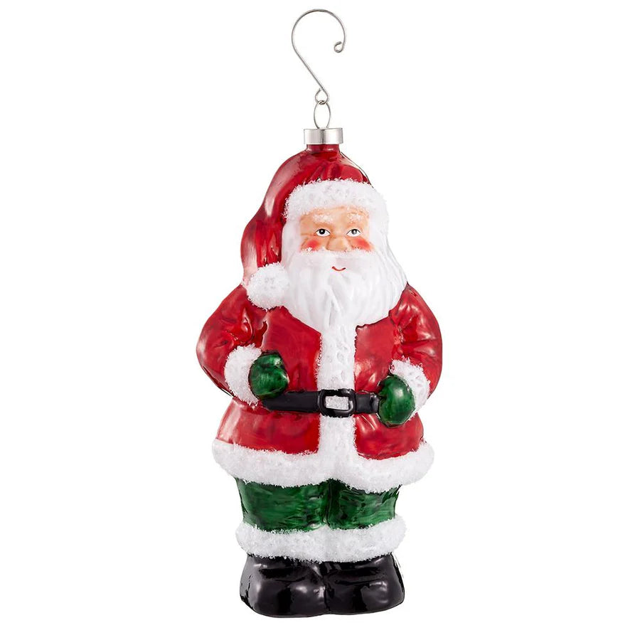 8 Inch Glass Santa Ornament