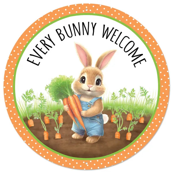 12 Inch Metal Every Bunny Welcome Sign