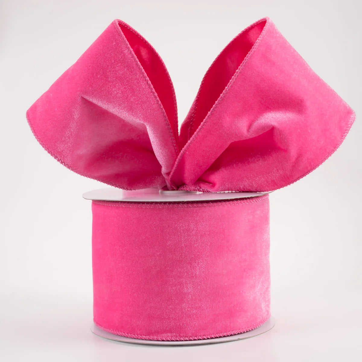 4 Inch By 10 Yard Hot Pink Deluxe Velvet With Satin Backing Ribbon