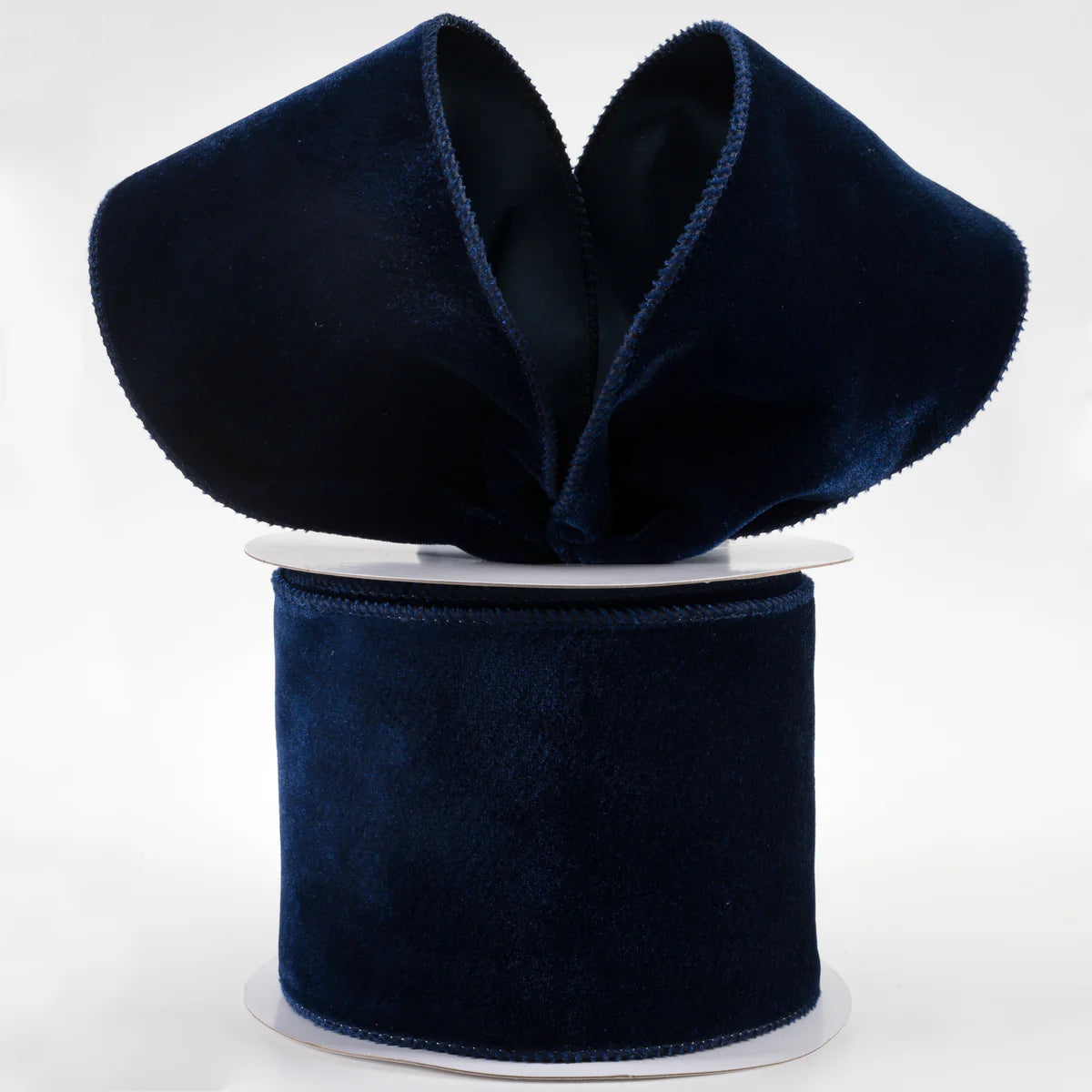 4 Inch By 10 Yard Navy Blue Deluxe Velvet With Satin Backing Ribbon