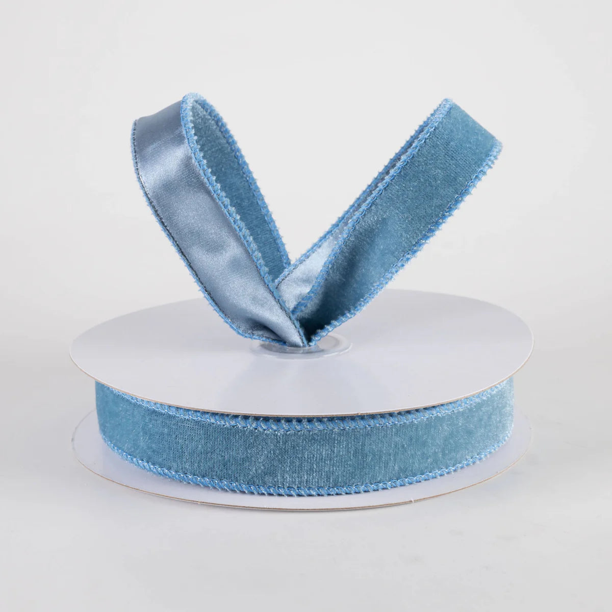 7/8 Inch By 10 Yard Smoke Blue Deluxe Velvet With Satin Backing Ribbon
