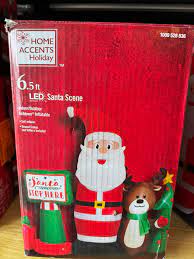 Home Accents Holiday 6.5ft Santa Stop Here Scene Open Box