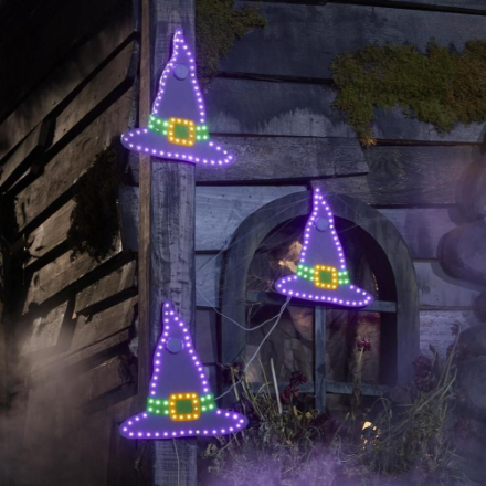 Home Accents Holiday 10 in TWINKLING LED Witch Hats - 3-Pack Open Box
