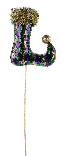 24 Inch Purple Green And Gold Sequin Elf Leg Pick