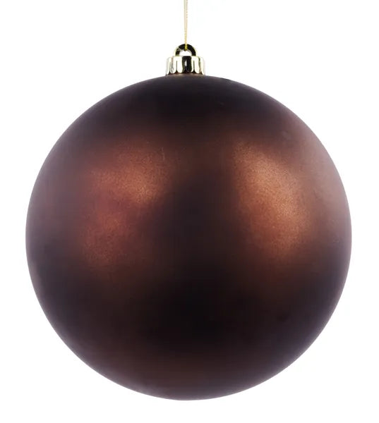 8 Inch Matte Chocolate Brown Smooth Ball Ornament
