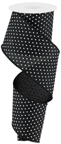 2.5 Inch By 10 Yard Black And White Raised Swiss Dots On Royal Ribbon