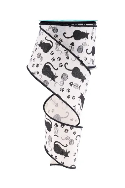 2.5 Inch By 10 Yard Cat Silhouettes Ribbon