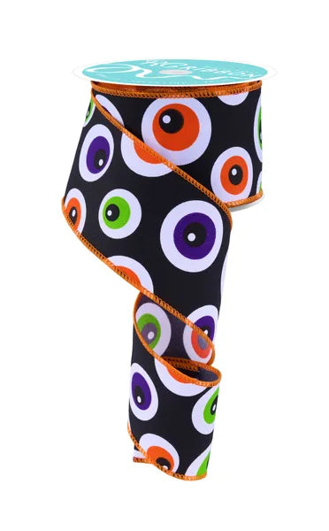2.5 Inch By 10 Yard Black Eyeball Ribbon
