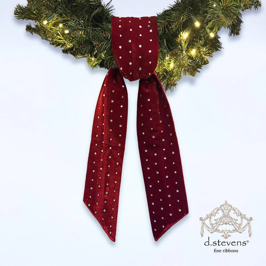 D.Stevens 4 Inch By 56 Inch Red Velvet With Rhinestones Sash
