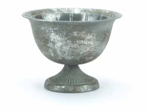 6 Inch Silver Round Metal Urn With Base