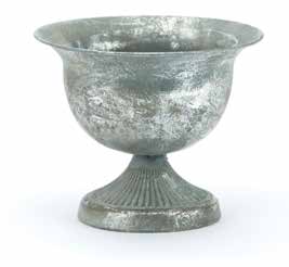 8 Inch Silver Distressed Metal Urn