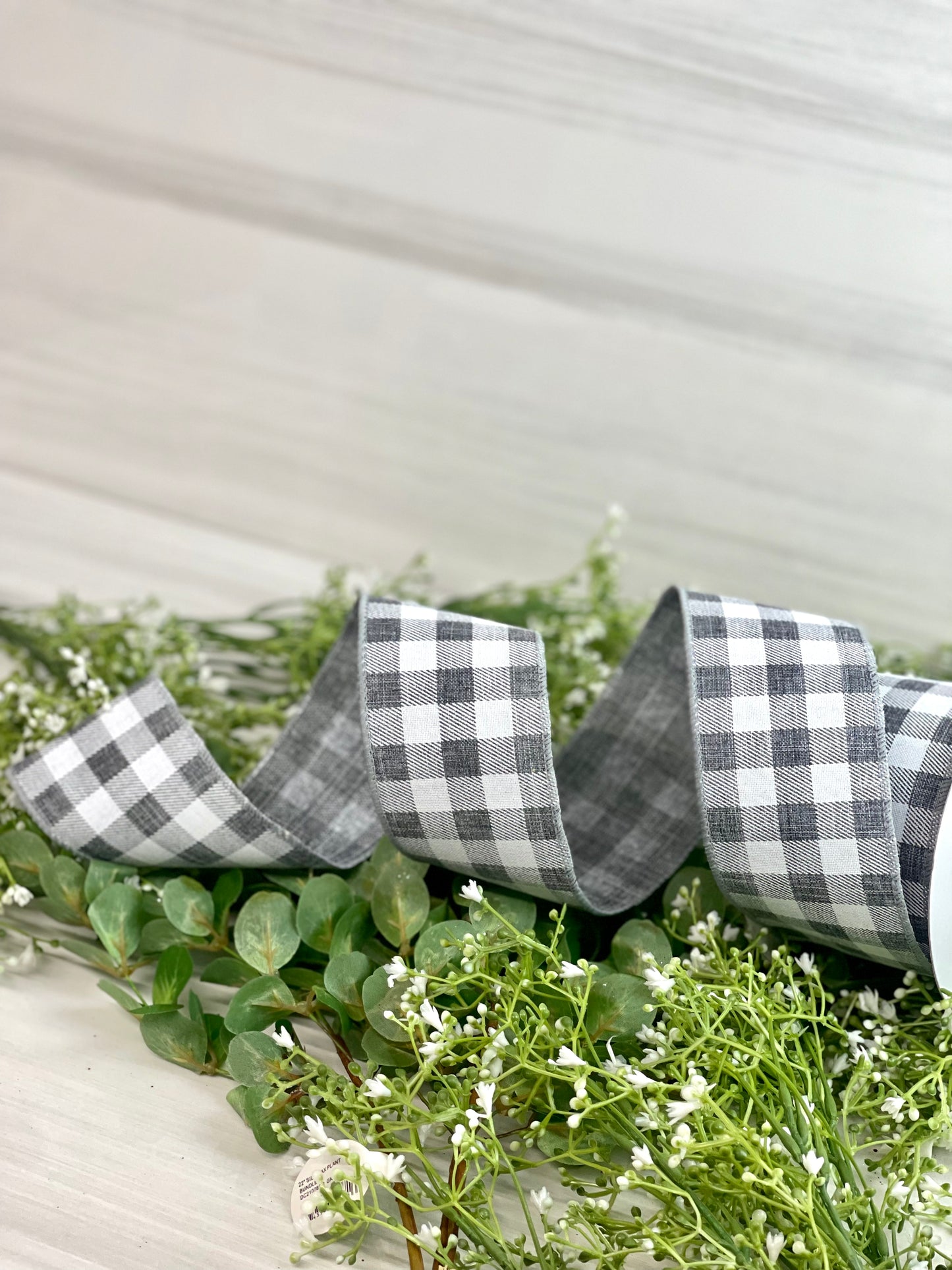 2.5 Inch By 10 Yard Gray And White Check Ribbon