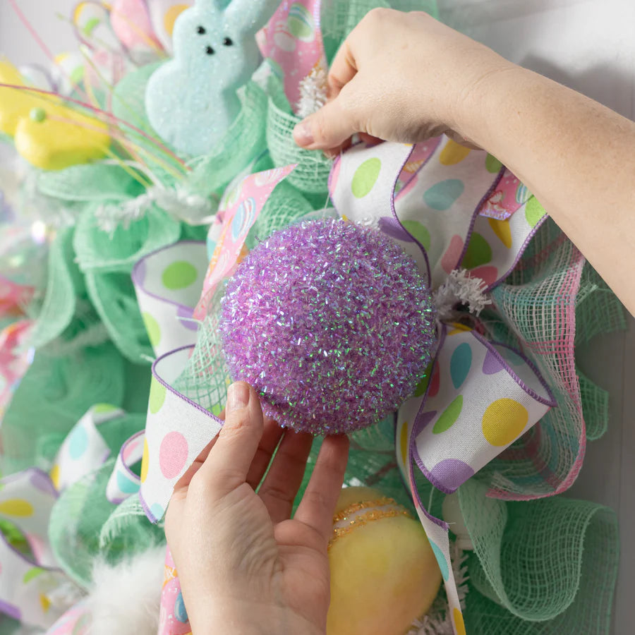 4 Inch Lavender Foil Glitter Ball Ornament