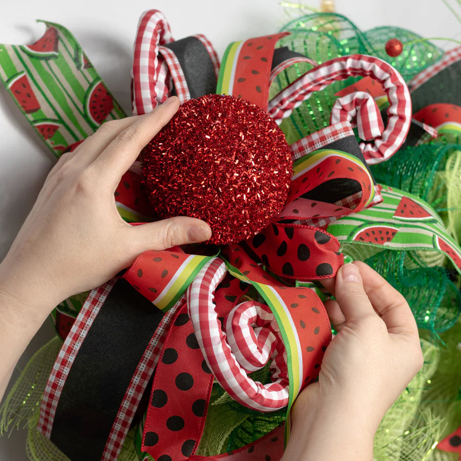 4 Inch Red Foil Glitter Ball Ornament