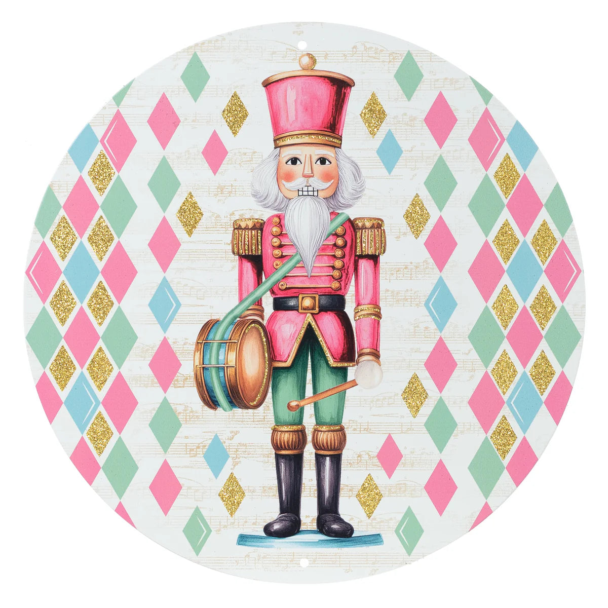12 Inch Glitter Pastel Nutcracker Metal Sign