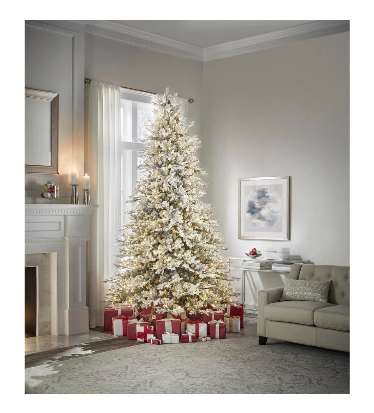 9ft Kenwood Fraser Fir Flocked LED Pre Lit Home Decorators