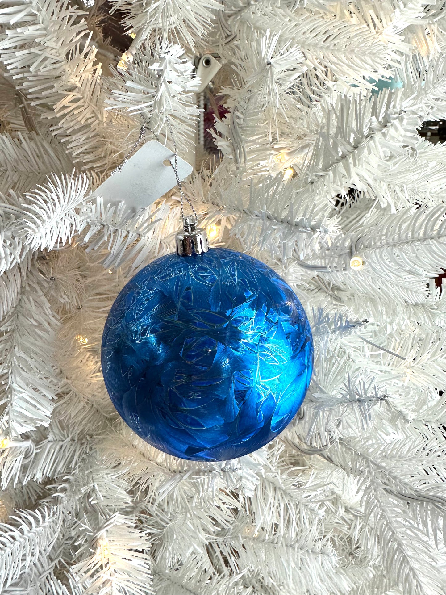 4 Inch Royal Blue Feather Smooth Ornament Ball