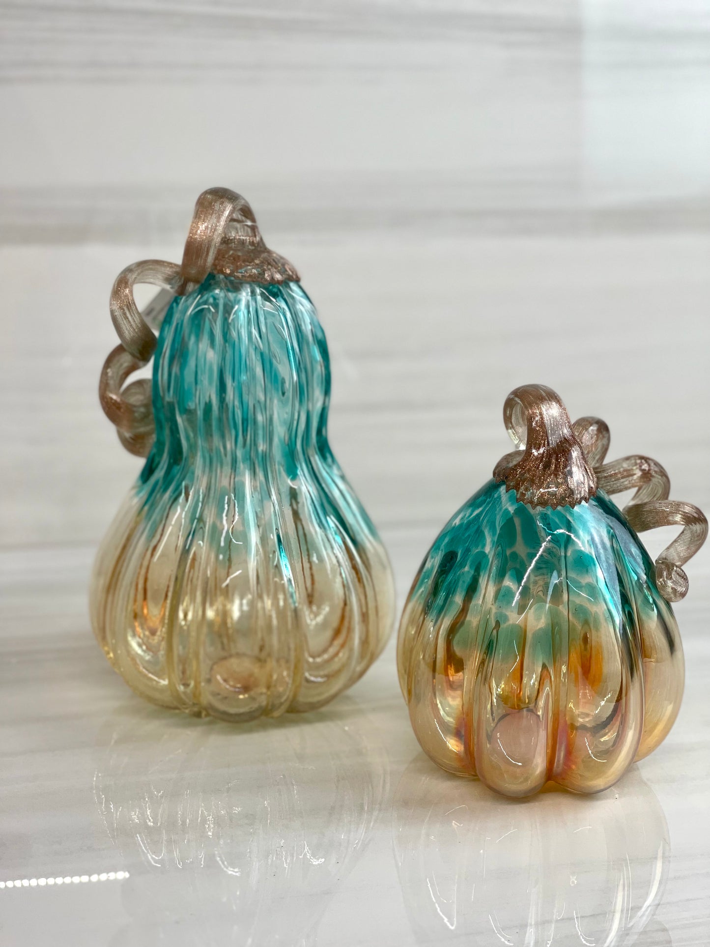 Glass Autumn Pumpkins Set of 2