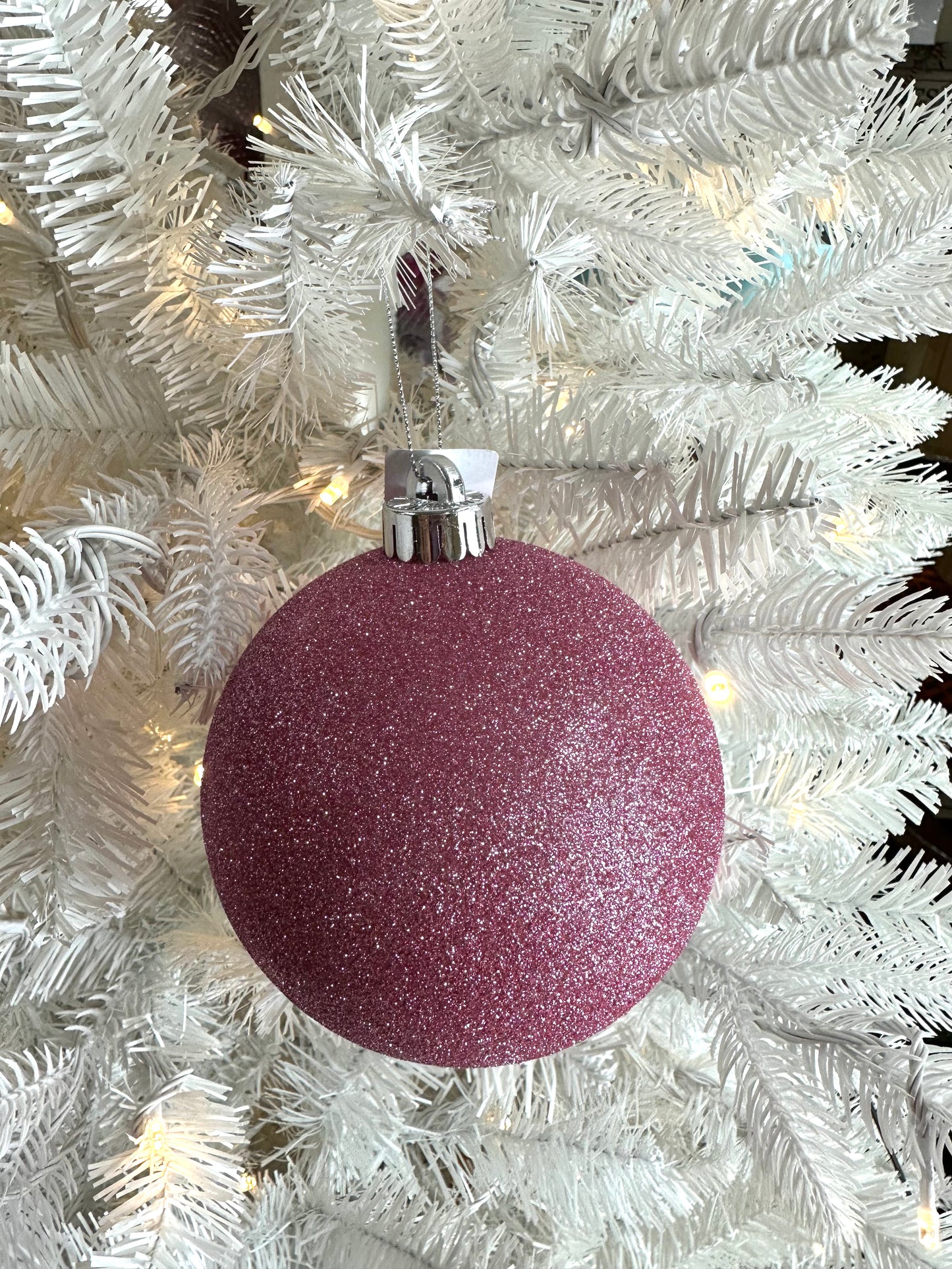 5 Inch Icy Pink Glitter Ornament Ball