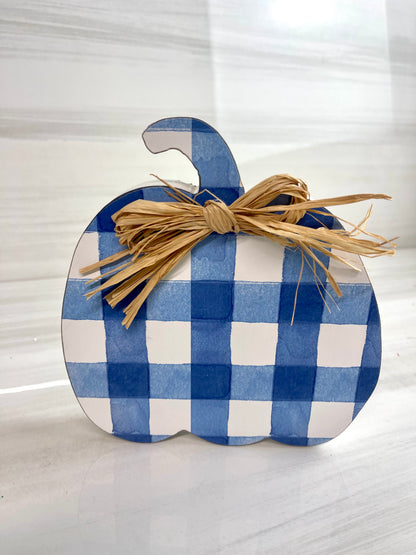 Blue And White Pumpkin Wood Block 3 Styles