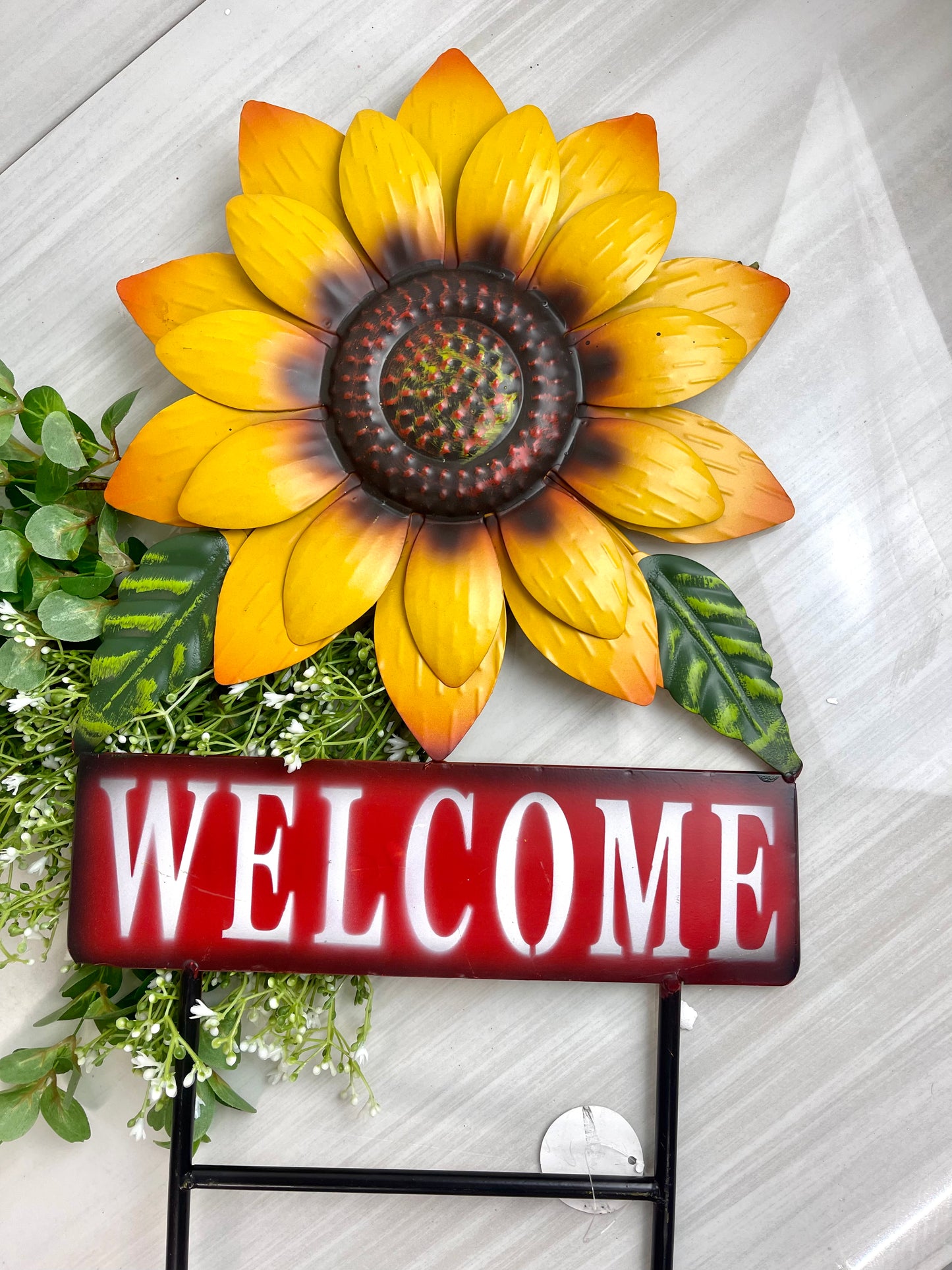 Welcome Metal Sunflower Stake