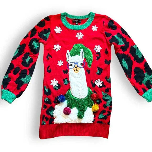 33 degrees Women's Christmas Llama Long Sleeved Sweater